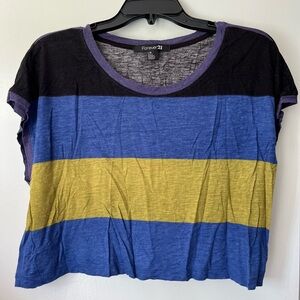 Forever 21 Blue & green Striped Cropped Top Size large